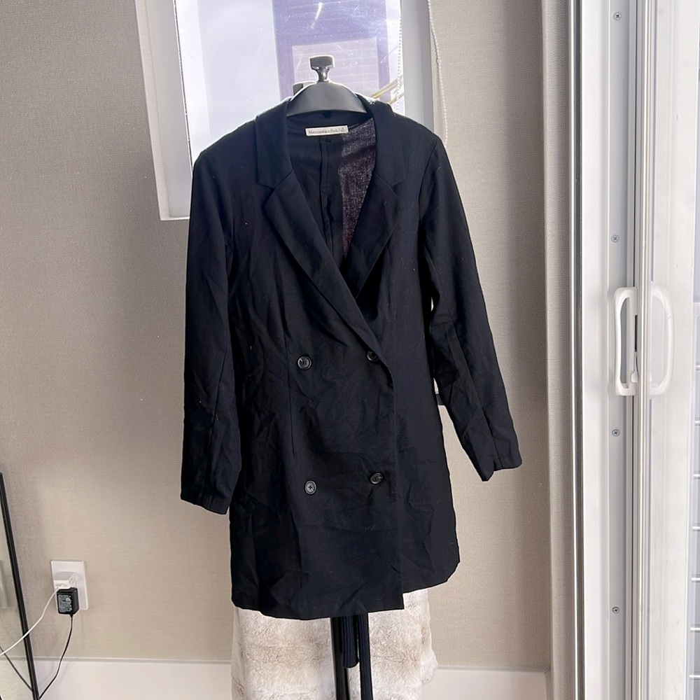 Abercrombie Black Double-Breasted Blazer